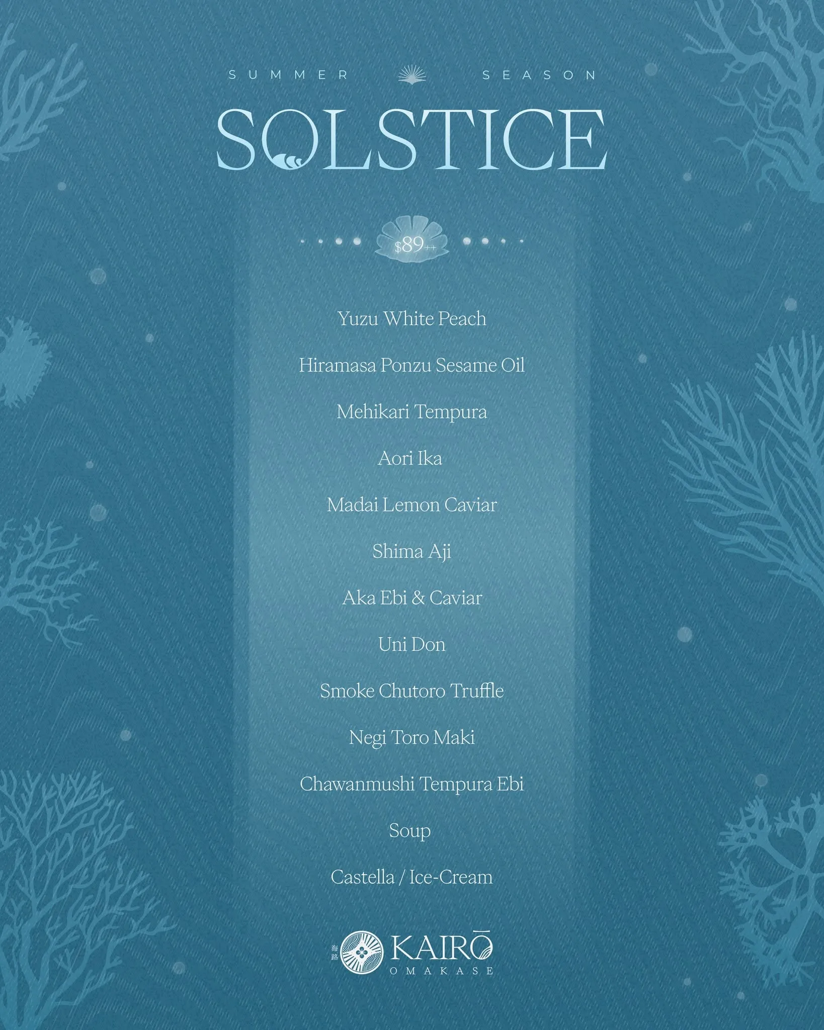 Kairo Omakase summer menu overview